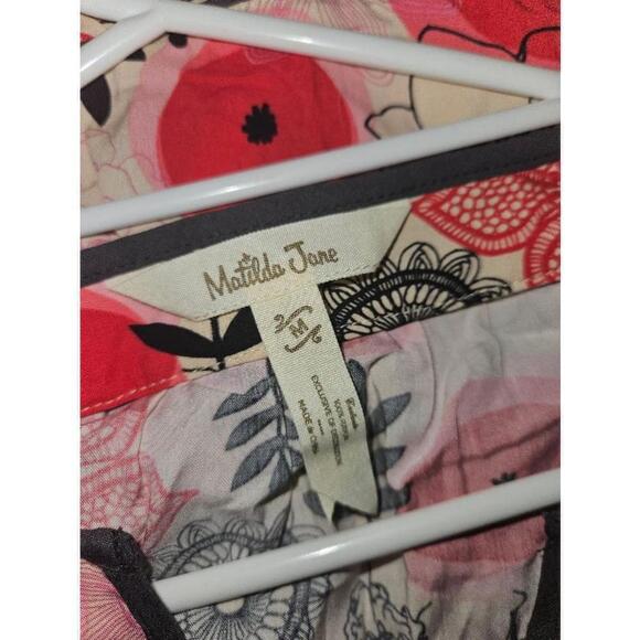 Matilda Jane Floral Tunic Blouse Women's Size Medium (M) Red Pink Black Multi - Picture 7 of 10